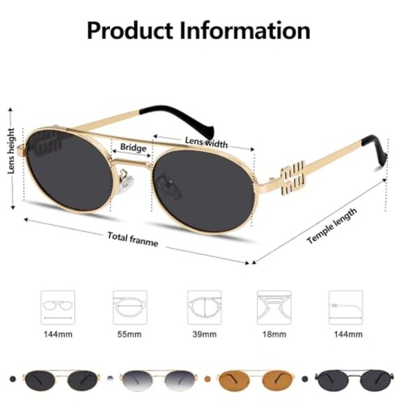 Retro Oval Metal Sunglasses Y2K Chic Narrow Gold Frame Fashion Sunnies